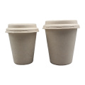 Environmentally Biodegradable Disposable Sugarcane Bagasse Coffee Drink Cup With Lid